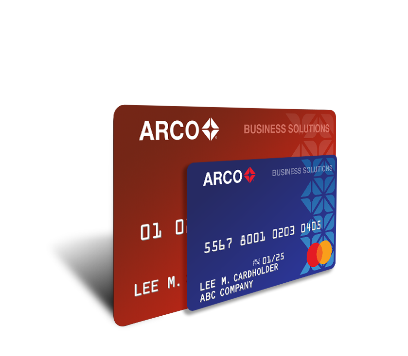 Una tarjeta ARCO para soluciones de negocios respaldada por Mastercard que otorga un sticket de ahorro de  15 centavos por galon